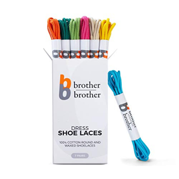 BB BROTHER BROTHER Dress Shoe Laces (7 Pairs) - Round Oxford Shoelaces for Dress Shoes Chukka - Waxe...