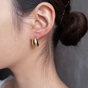Chunky Gold Hoop Earrings Stylish and Hypoallergenic