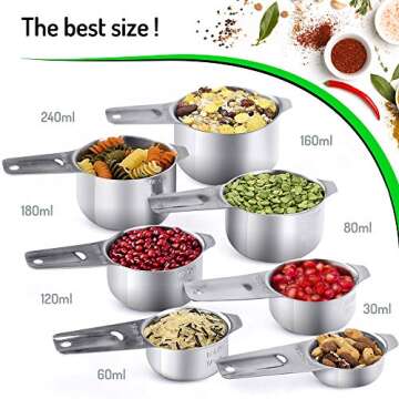 COLIBROX Stainless Steel Measuring Cups and Spoons Set of 17 Pieces - 7 Nesting Cups and 7 Stackable Spoons - Durable Professional Portable Kitchen Measuring Kit for Liquid Wet and Dry Ingredients