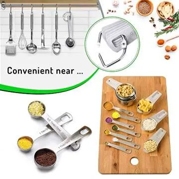 COLIBROX Stainless Steel Measuring Cups and Spoons Set of 17 Pieces - 7 Nesting Cups and 7 Stackable Spoons - Durable Professional Portable Kitchen Measuring Kit for Liquid Wet and Dry Ingredients