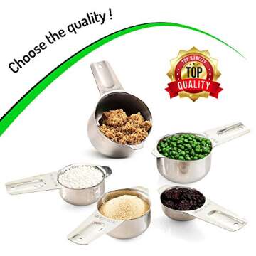 COLIBROX Stainless Steel Measuring Cups and Spoons Set of 17 Pieces - 7 Nesting Cups and 7 Stackable Spoons - Durable Professional Portable Kitchen Measuring Kit for Liquid Wet and Dry Ingredients