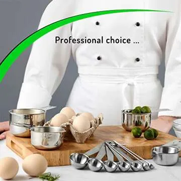 COLIBROX Stainless Steel Measuring Cups and Spoons Set of 17 Pieces - 7 Nesting Cups and 7 Stackable Spoons - Durable Professional Portable Kitchen Measuring Kit for Liquid Wet and Dry Ingredients