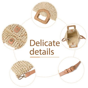 Kadell Straw Shoulder Bag, Straw Clutch Women Handwoven Straw Crossbody Bag Summer Beach Envelope Purse Wallet (Beige)