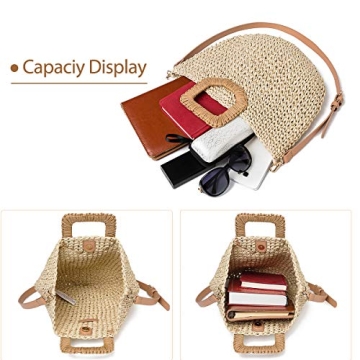 Kadell Straw Shoulder Bag, Straw Clutch Women Handwoven Straw Crossbody Bag Summer Beach Envelope Purse Wallet (Beige)