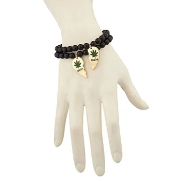 LUX ACCESSORIES Best Buds Marijuana Bracelet Set for Friends