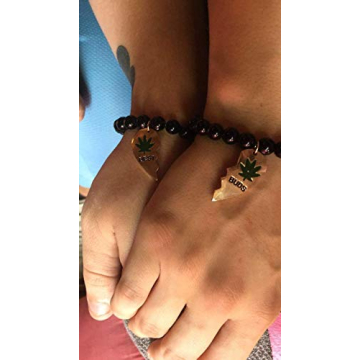 LUX ACCESSORIES Best Buds Marijuana Bracelet Set for Friends