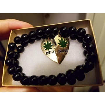 LUX ACCESSORIES Best Buds Marijuana Bracelet Set for Friends