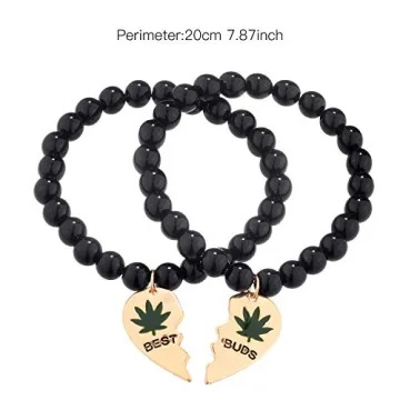 LUX ACCESSORIES Best Buds Marijuana Bracelet Set for Friends