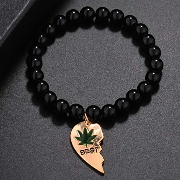 LUX ACCESSORIES Best Buds Marijuana Bracelet Set for Friends