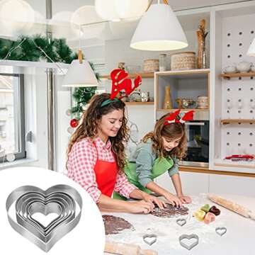 Heart Cookie Cutter Set - 6 Piece - 3 4/5", 3 1/5", 2 4/5", 2 3/5", 2 1/5", 1 4/5" - Heart Shaped Cookie Cutters, Stainless Steel Biscuit Pastry Cutters