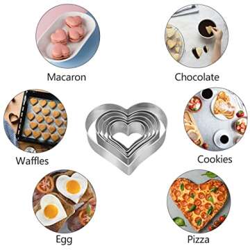 Heart Cookie Cutter Set - 6 Piece - 3 4/5", 3 1/5", 2 4/5", 2 3/5", 2 1/5", 1 4/5" - Heart Shaped Cookie Cutters, Stainless Steel Biscuit Pastry Cutters
