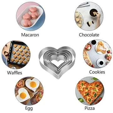 Heart Cookie Cutter Set - 6 Piece - 3 4/5", 3 1/5", 2 4/5", 2 3/5", 2 1/5", 1 4/5" - Heart Shaped Cookie Cutters, Stainless Steel Biscuit Pastry Cutters