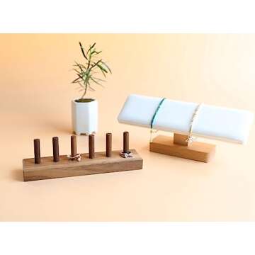 GemeShou wood ring storage jewelry organizer for woman, jewelry ring holder with 6 cones for jewelry selling, cute small ring display stand【Ring organizer-6 cones】