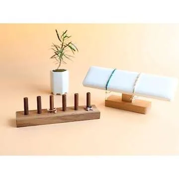 GemeShou wood ring storage jewelry organizer for woman, jewelry ring holder with 6 cones for jewelry selling, cute small ring display stand【Ring organizer-6 cones】