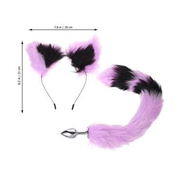 Abaodam Fox Headband Ears and Tail Animal Costume Set Hair Clip Headdress for Halloween Valentines D...