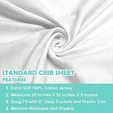 American Baby Company 2 Pack Fitted Crib Sheets 28" x 52", Soft Breathable Neutral 100% Cotton Jersey Sheet, White, for Boys and Girls, Fits Crib and Toddler Bed mattresses