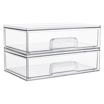 Clear Stackable Storage Drawers - 2 Pack by Vtopmart