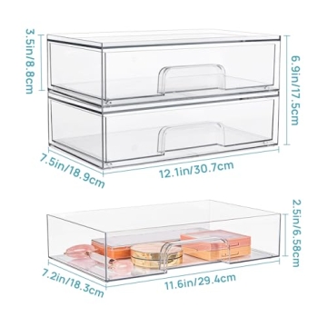 Clear Stackable Storage Drawers - 2 Pack by Vtopmart