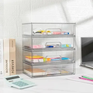 Clear Stackable Storage Drawers - 2 Pack by Vtopmart