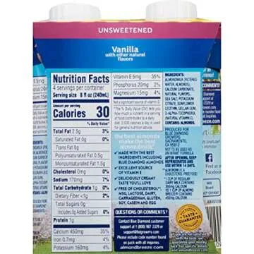Almond Breeze Dairy Free Unsweetened Vanilla Milk 8oz 4-Pack