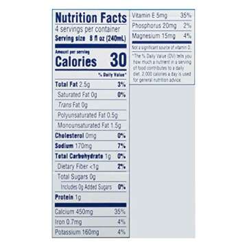 Almond Breeze, Dairy Free Almondmilk, Unsweetened Vanilla, 8 Ounce , Pack of 4