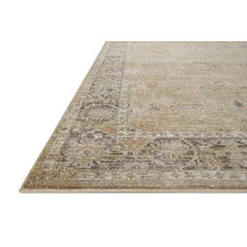 Loloi Magnolia Home by Joanna Gaines Millie Collection MIE-03 Gold/Charcoal 7'-10" x 7'-10", .25" Pile Height, Round Area Rug