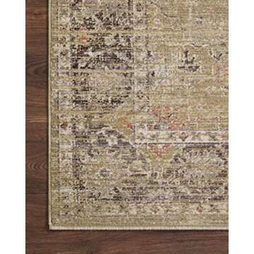 Loloi Magnolia Home by Joanna Gaines Millie Collection MIE-03 Gold/Charcoal 7'-10" x 7'-10", .25" Pile Height, Round Area Rug