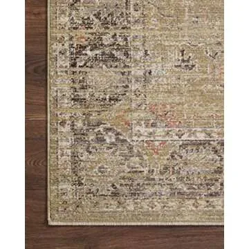 Loloi Magnolia Home by Joanna Gaines Millie Collection MIE-03 Gold/Charcoal 7'-10" x 7'-10", .25" Pile Height, Round Area Rug