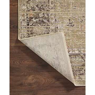 Loloi Magnolia Home by Joanna Gaines Millie Collection MIE-03 Gold/Charcoal 7'-10" x 7'-10", .25" Pile Height, Round Area Rug