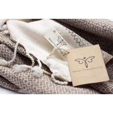 SMYRNA TURKISH COTTON Bath Towels | Bath Towel 37"x71" | Versatile Bath Towels for Bathroom, Hotel, SPA, Gym | Ultra Soft, Absorbent, Prewashed and Quick Dry Turkish Bath Towels, Latte, 37x71