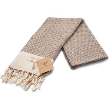 SMYRNA TURKISH COTTON Bath Towels | Bath Towel 37"x71" | Versatile Bath Towels for Bathroom, Hotel, SPA, Gym | Ultra Soft, Absorbent, Prewashed and Quick Dry Turkish Bath Towels, Latte, 37x71