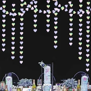52Ft Iridescent Heart Garland for Weddings Birthdays Showers