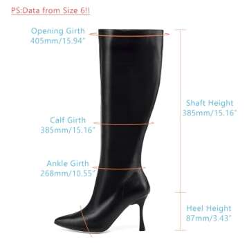 GENSHUO Knee High Heel Boots for Women Elegant Pointed Toe Stiletto Boots