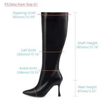 GENSHUO Knee High Heel Boots for Women Elegant Pointed Toe Stiletto Boots