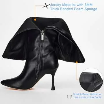 GENSHUO Elegant Pointed Toe Knee High Heel Boots
