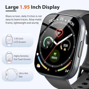 2025 Smart Watch for Men Women, 1.95" HD Touchscreen Fitness Tracker with Bluetooth Calling, Fitness...