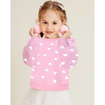 Cute Cotton Heart Sweatshirt for Toddler Girls