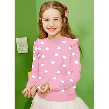 Cute Cotton Heart Sweatshirt for Toddler Girls