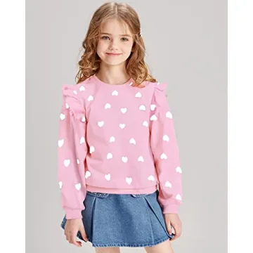 Cute Cotton Heart Sweatshirt for Toddler Girls