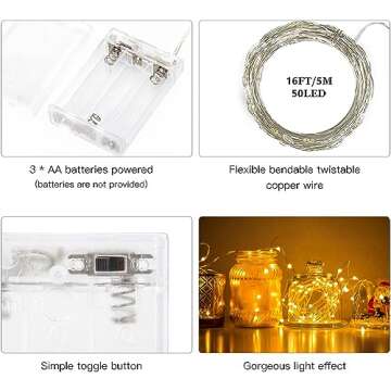 createreedo 16.5 FT Battery Fairy String Lights for Decor