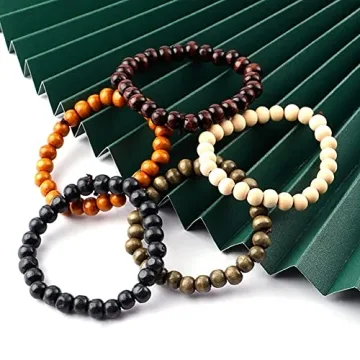 MILAKOO Wooden Beaded Bracelets - 5 Pcs Set for All