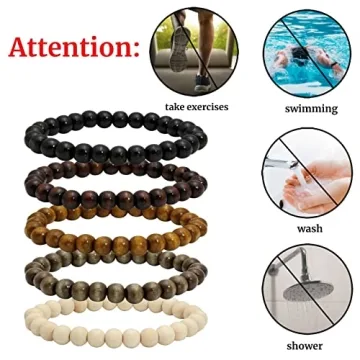 MILAKOO Wooden Beaded Bracelets - 5 Pcs Set for All