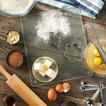 Farberware Large Glass Cutting Board, Dishwasher-Safe Kitchen Board with Non-Slip Feet, Scratch Resistant, Heat Resistant, Shatter Resistant, 12 x 14 Inches, Clear