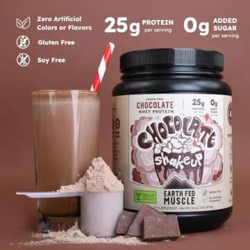 Earth Fed Muscle Chocolate Shakeup Whey Protein - Low Sugar & Clean 2lb