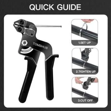 TOMSHUB Stainless Steel Cable Tie Gun with 100 Pcs 11.8 inch Metal Zip Ties Tool, Heavy Duty Self-locking Cable Tie Gun Kit for Fastening and Cutting Fence Exhaust Pipe Outdoor