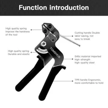 TOMSHUB Stainless Steel Cable Tie Gun with 100 Pcs 11.8 inch Metal Zip Ties Tool, Heavy Duty Self-locking Cable Tie Gun Kit for Fastening and Cutting Fence Exhaust Pipe Outdoor