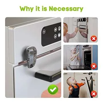 SAFELON 1 Pcs Baby Safety Oven Door Lock, Double Button Oven Lock for Kitchen Safety (Clear-Black)