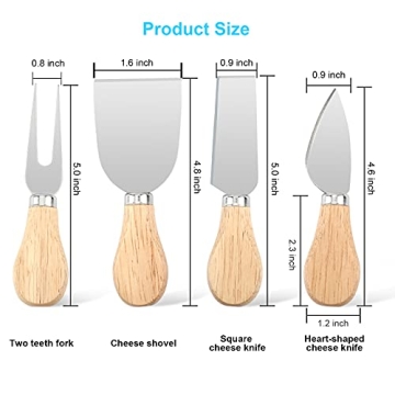 UUBAAR 4 PCS Cheese Knife Set for Charcuterie Boards