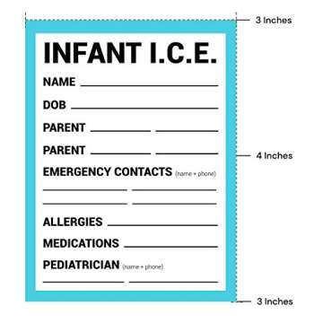 BlueApe ICE Infant Car Seats Medical Information Stickers - Emergency Stickers for Cars - Baby Monitor Car Accessories (Blue, 3 Pack)