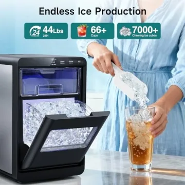 Compact Nugget Ice Maker with Self-Cleaning for Home